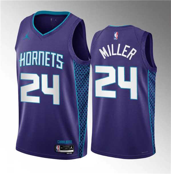Men%27s Charlotte Hornets #24 Brandon Miller Purple 2023 Draft Statement Edition Stitched Basketball Jersey->charlotte hornets->NBA Jersey